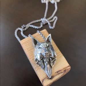 Silver Wolf Pendant Necklace